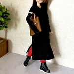 アームウォーマー付きVネックノースリーブ☆ニットワンピース.リカちゃんブライスの洋服(着せ替え服)