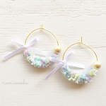 Ribbon × cotton pearl pastel pierce