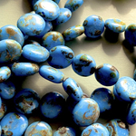 【6コセット】JIRI＊IVANA#czech beads#チェコビーズlentil10㍉　blue/picasso