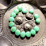 【6コセット】JIRI＊IVANA#czech beads#チェコビーズlentil10㍉　jade green /gold rain