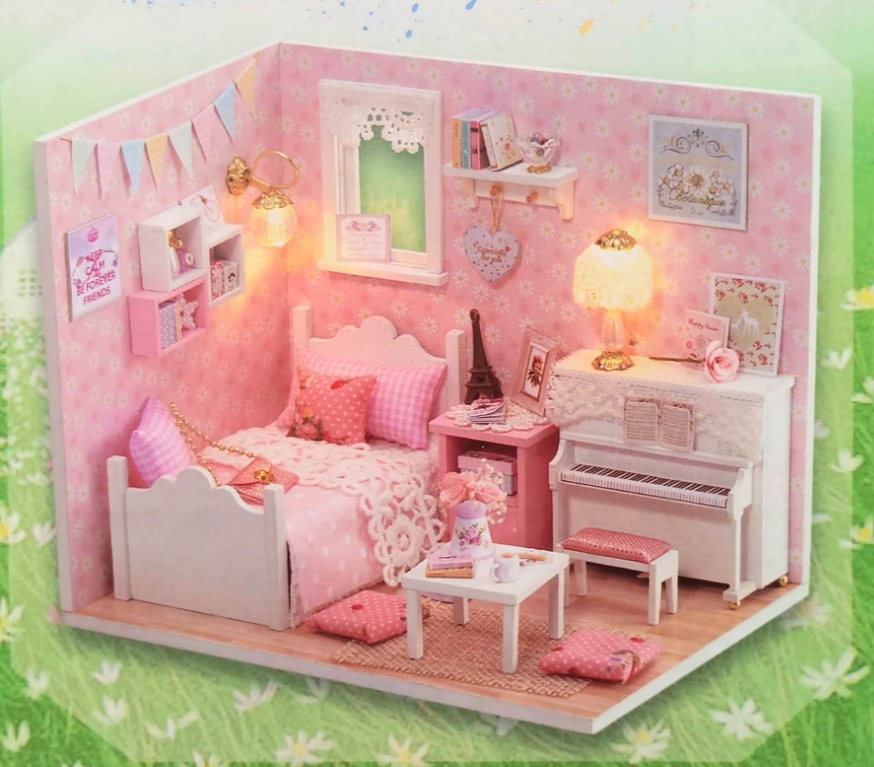 ピンク+°りぼん+°扉つきメルヘン*°ドールハウス*ブライスなどに ピンク+°りぼん+°扉つきメルヘン*°ドールハウス*ブライスなど