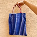 Jaipur トートバッグ　blue stripe + white flower