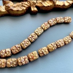 【2コセット】JIRI＊IVANA#czech beads#チェコビーズ　lizard🦎12✖️10㍉ irregular stripe ocre/ bronze
