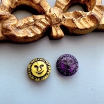 【2色1コずつの2コセット】JIRI＊IVANA#czech beads#チェコビーズ　SUN17㍉　yellow＊amethyst/black