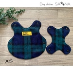 ハンドメイド犬服XSグリーンチェックフリース　　XS26