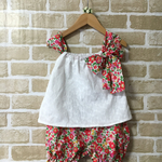 リバティセットアップ リボンキャミ×かぼちゃパンツ