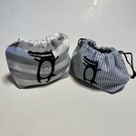 ワニさん　コットン巾着袋　ハンドメイド　ランチバッグ（グレーｘホワイト）