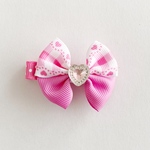 【SALE】ラブリーハートリボンのヘアクリップ（ピンクA）