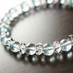 …☆プレミアムブレス（宝石品質）☆…☆スカイブルートパーズ：7ミリ＆水晶☆…☆天然石ブレスレット☆…
