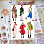 冬コーデ全身女の子シール35（girls sticker32）人物ステッカー