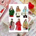 冬コート女の子シール34（girls sticker32）人物ステッカー
