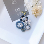 Blueblack 丸花 ビーズ刺繍ブローチ