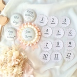 赤ちゃんの月齢フォトにおすすめ♡ 月齢カード　マンスリーカード　ニューボーンフォト　出産祝い　月齢ロゼット　マタニティフォト　撮影小物　女の子ベビー　プレゼント　ギフト