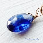 在庫僅少　AAA　ロイヤルブルー　カシミール産カイヤナイト　ペアシェイプ　14kgfネックレス