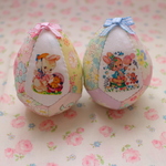 hana*ハンドメイド★パッチワークイースターエッグ♪レトロアニマルBセット