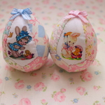 hana*ハンドメイド★パッチワークイースターエッグ♪レトロアニマルCセット