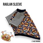 💙完成品Mネイビー💙★ベーシック型★半袖Tシャツ★ハンバーガー🍔★ラグランスリーブ