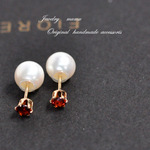 ガーネット+淡水パールキャッチ2WAピアス