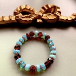 【1連25コセット】JIRI＊IVANA#czech beads#チェコビーズ　rondel9✖️6㍉  blue＊garnet mixassort/ bronze