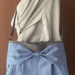 【受注生産】倉敷畳縁シンプルリボンショルダーバッグ(スモーキーブルー)
