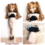 ピンクのフレアつきタイトスカートのセット（リカちゃん、ブライスなど）