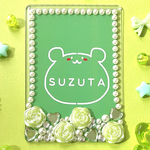 特盛♡薔薇とビジューのデコ盛り硬質カードケース　緑　トレカ　ブロマイド　ポストカード