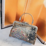 新作1点物！！jewelryを散りばめた様な幻想的な箔の煌めき極上高級西陣帯　パーティーバッグ　フォーマルバッグ
