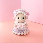 🎀Sylvanian Families  ヘッドドレス　リボンワンピース　ピンク　赤ちゃん　1着【シルバニアファミリー　シルバニア　赤ちゃん　着せ替え　着せ替え服　リボン　フリル】