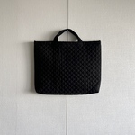 【lesson bag】ブラックキルティング生地で作ったレッスンバッグ・お受験バッグ（ポケットあり）