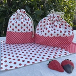 ランチ3点セット　いちご柄　お弁当袋　コップ袋　ランチョンマット