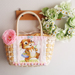 うさぎ巾着かごバック☆花タッセルブローチＳＥＴ！春に♪