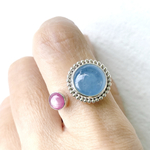 silver 925 アクアマリン と ルビー の リング