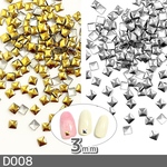 ネイルスタッズ メタルパーツ スクエア 2カラーセット  3mm (D008)