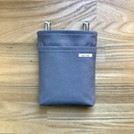 【特集掲載作品】大人も！フタなし移動ポケット　/　スマホポーチ　/　アッシュグレー　無地　帆布