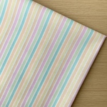 50*50【シーチング】Candy Stripe／イエロー系《 生地 シーチング生地 コットン 綿 ボーダー ストライプ 縞模様 パステル 女の子 可愛い 入園グッズ COTTONCANDY 薄手 》