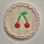 絵画　テクスチャーアート　さくらんぼ　アートパネル　立体絵　アクリル
