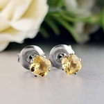 シトリン つけっぱなしピアス サージカルステンレス セカンドピアス つけっぱなしOK スクエア4ｍｍ