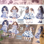 海外作家様　PET人物ステッカー 大　ロマンティック少女_ブルー