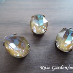 RG4✨オーストリア製クリスタルガラス☆カプチーノディライト☆18×13㎜　Oval Fancy Stone　専用台座セッティング済品（ペンダント用カン付き）。・。・