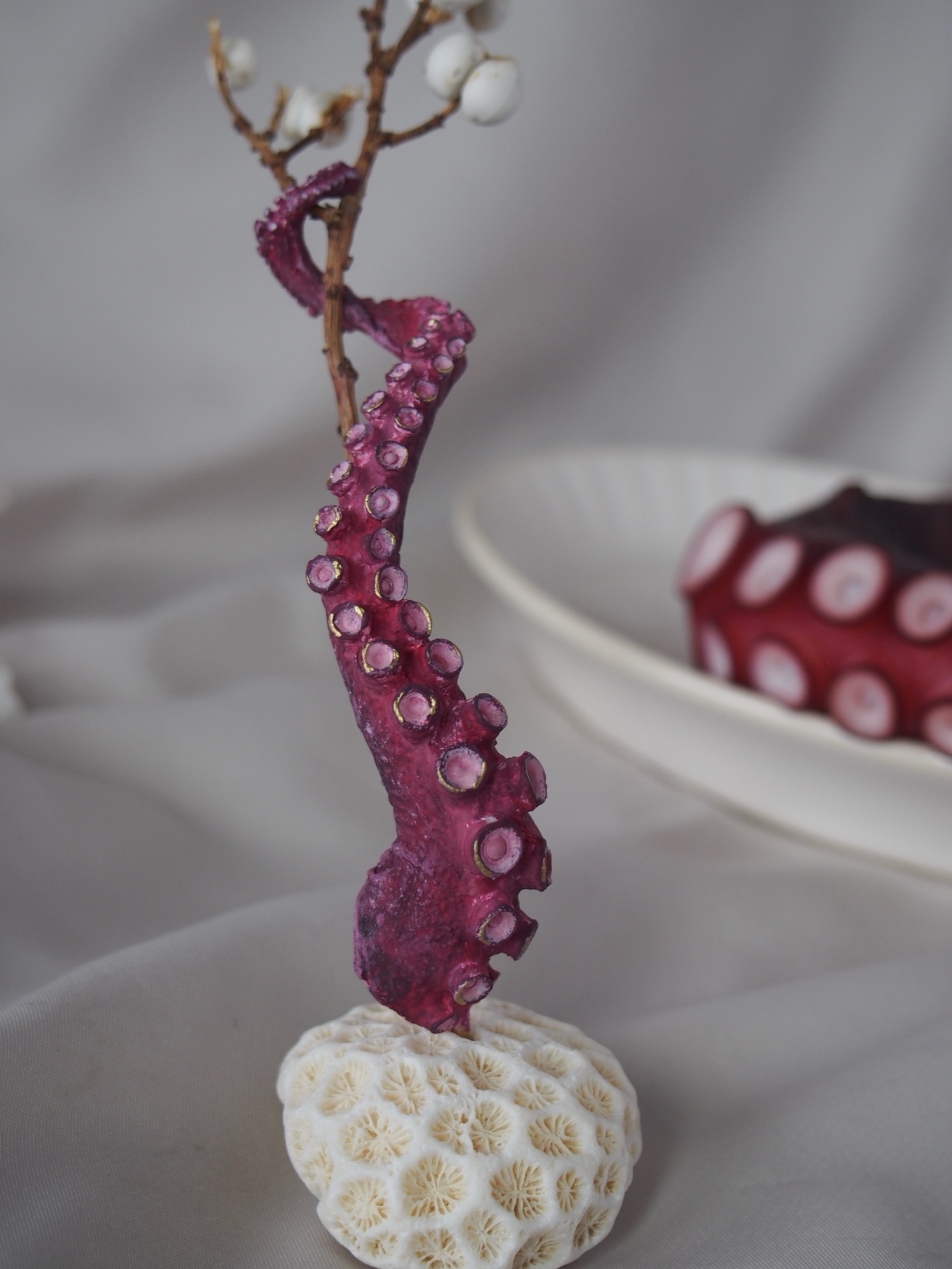 一輪挿し【アクリル絵の具でも！立体ぬりえ】本物のタコを型取り