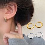 ★CICI★18kgpステンレス 2色　ワンタッチ　フープピアス　シンプル　金属アレルギー対応　つけっぱなし