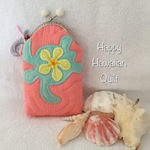 ウミガメ あめ玉がま口メガネケース ハワイアンキルト⑤