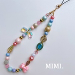 ビーズストラップ🧸🎀スマホストラップ🩷ハンドストラップ🟣クラシカルファンシー¨̮*/MIMI. 