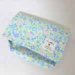 NEW*マチ付き移動ポケット*リバティ風花柄*ブルー*ポケットティッシュケース*005