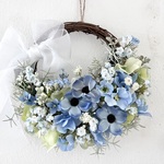 ご予約作品　わすれな草　春のお花のリース　2点　アーティフィシャルフラワー  誕生日プレゼント　引っ越し祝い　結婚祝い　記念日　ギフト　