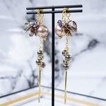 【再販】ブラックフラワー2wayロング(ピアス,イヤリング)(ディップアート)