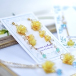 【再販】華やか蝋梅(ピアス,イヤリング)(ディップアート)