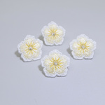 フラワーレース刺しゅうワッペン（イエロー）アイロン接着4枚セット