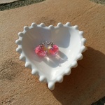 ♥あめ色の恋のピアス♥濃いピンク色（イヤリング変更可）