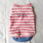 犬服！Мsize！ボーダーデニム重ね着